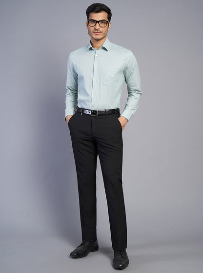 Black Solid Slim Fit Formal Trouser | JB Studio
