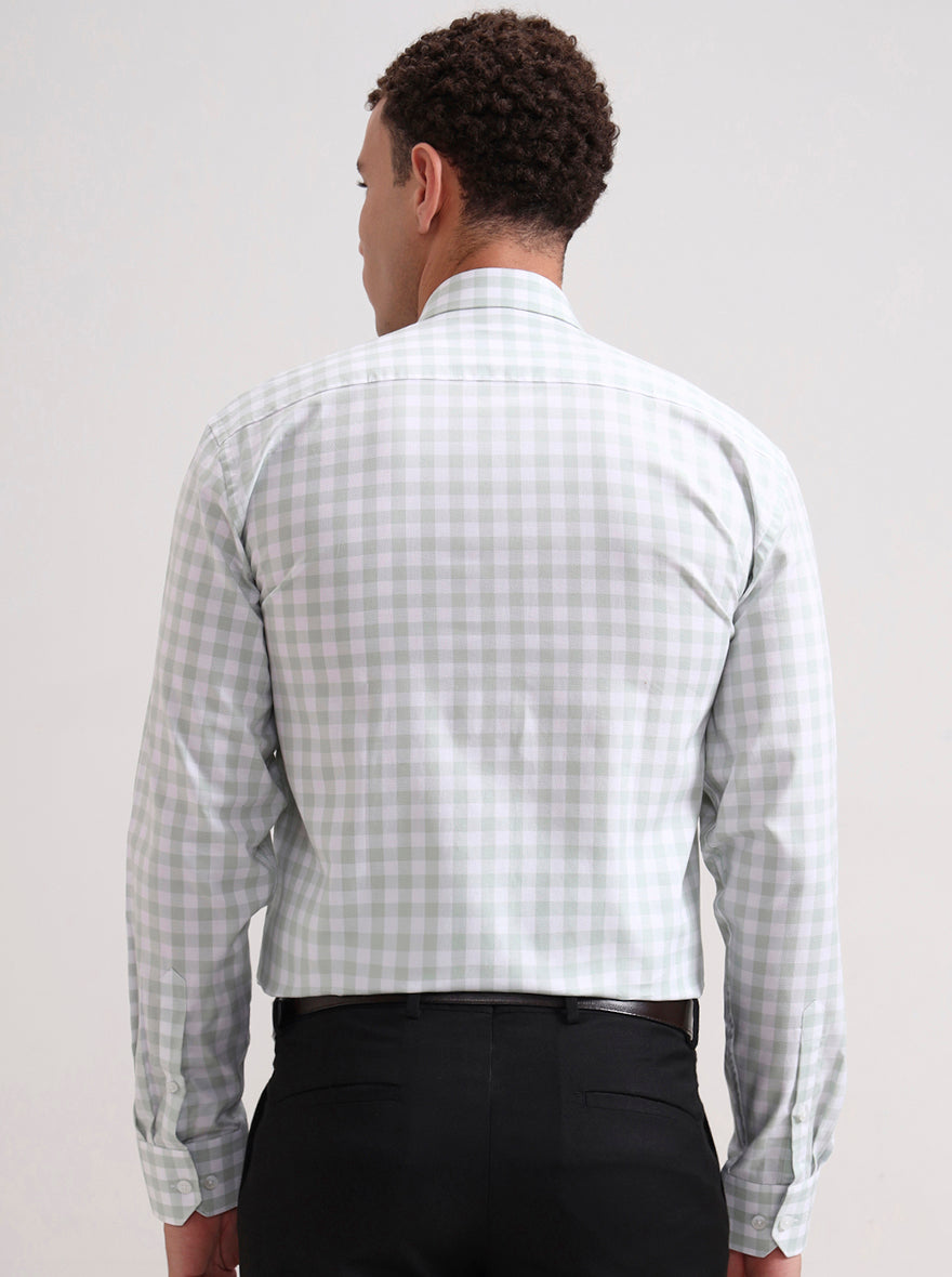 White Pista Checked Regular Fit Formal Shirt | JadeBlue