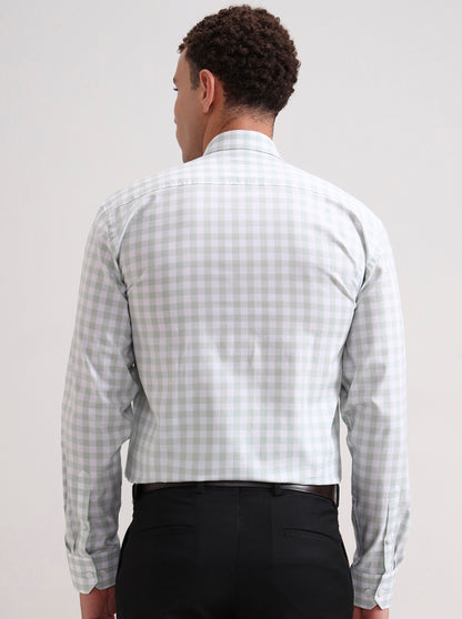 White Pista Checked Regular Fit Formal Shirt | JadeBlue