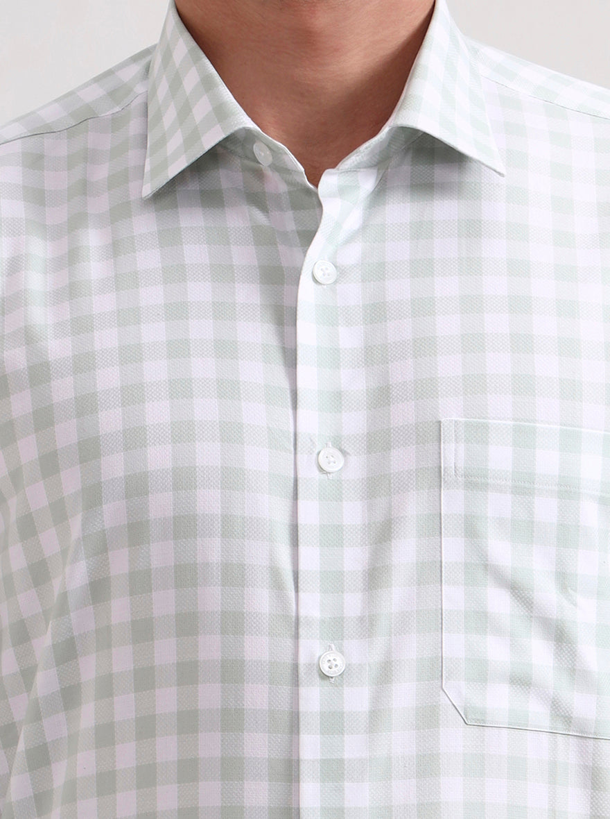 White Pista Checked Regular Fit Formal Shirt | JadeBlue