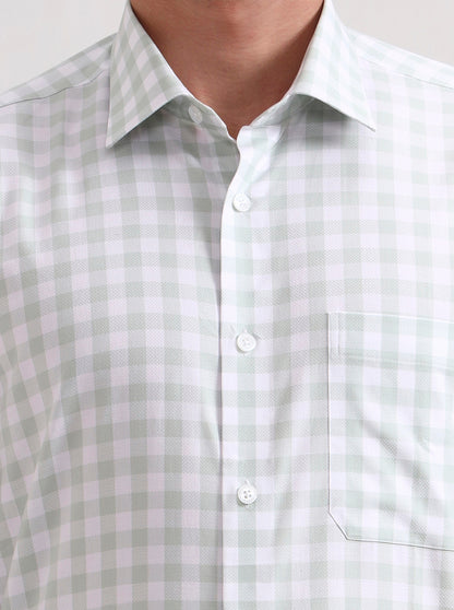 White Pista Checked Regular Fit Formal Shirt | JadeBlue