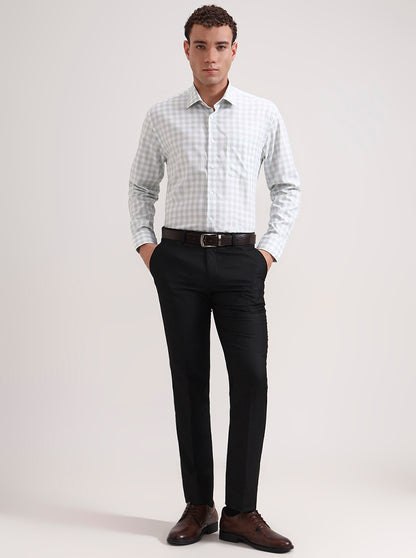 White Pista Checked Regular Fit Formal Shirt | JadeBlue