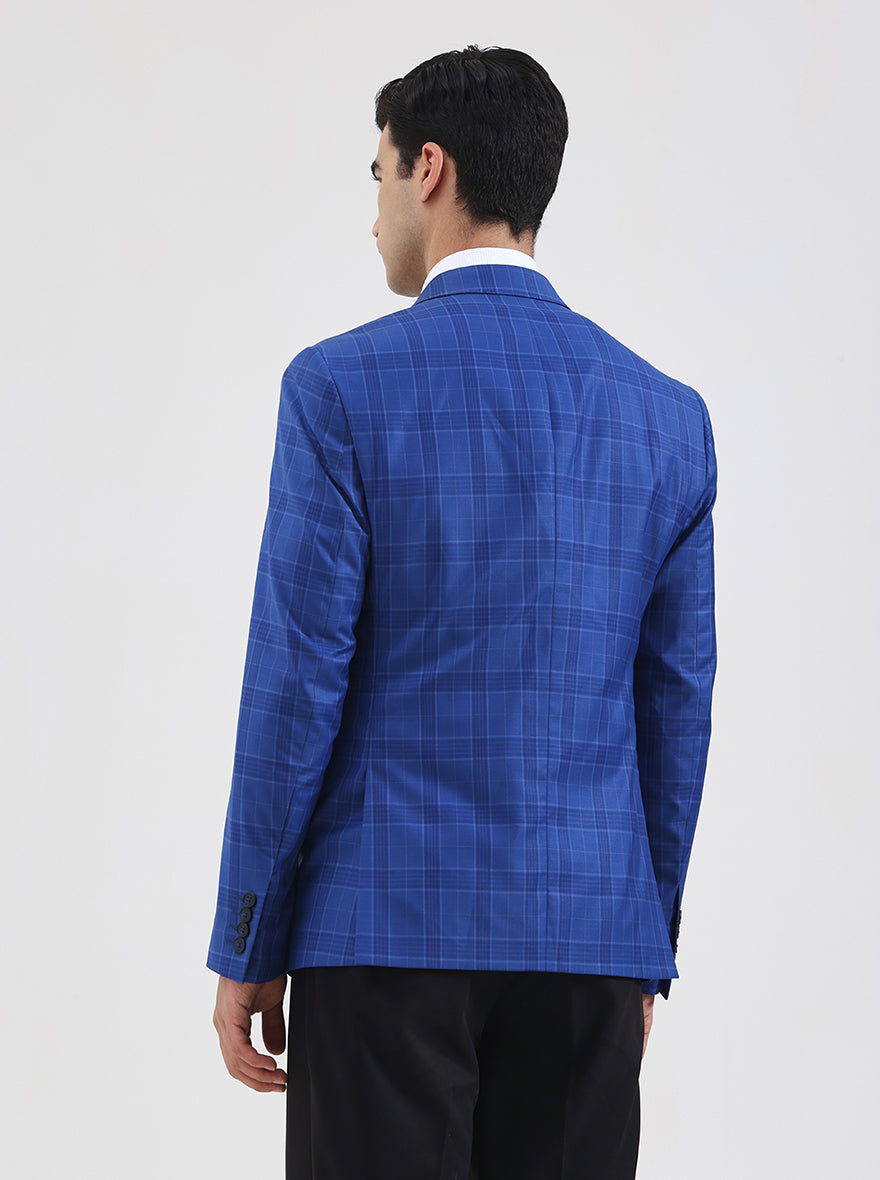 Blue Checked Regular Fit Blazer | JB Studio