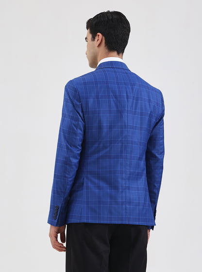 Blue Checked Regular Fit Blazer | JB Studio