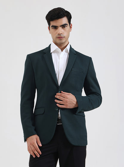 Green Solid Regular Fit Blazer | JB Studio