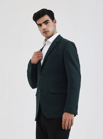 Green Solid Regular Fit Blazer | JB Studio