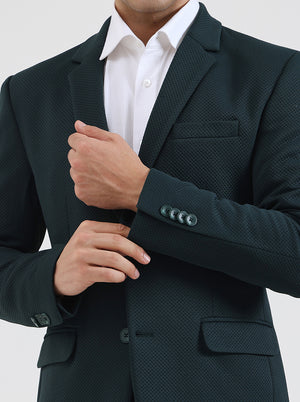 Green Solid Regular Fit Blazer | JB Studio