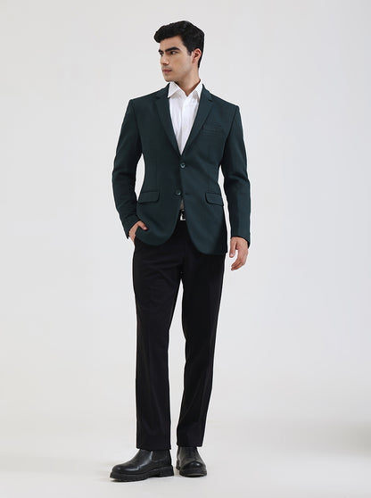 Green Solid Regular Fit Blazer | JB Studio
