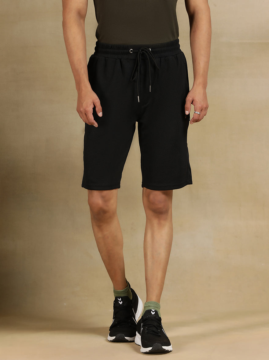 Black Solid Slim Fit Shorts | Jade Play