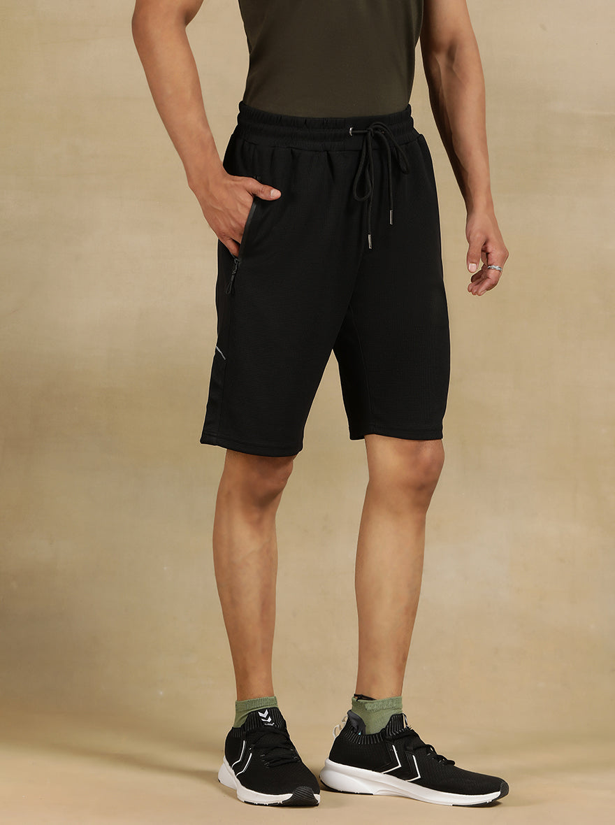 Black Solid Slim Fit Shorts | Jade Play