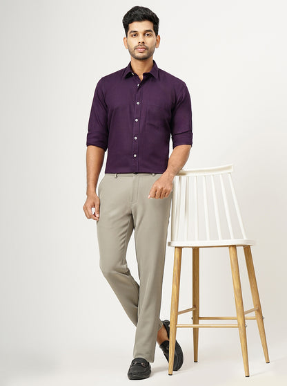 Purple Solid Tailored Fit Semi Casual Shirt | JadeBlue