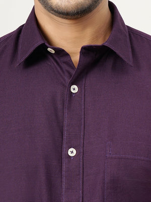 Purple Solid Tailored Fit Semi Casual Shirt | JadeBlue