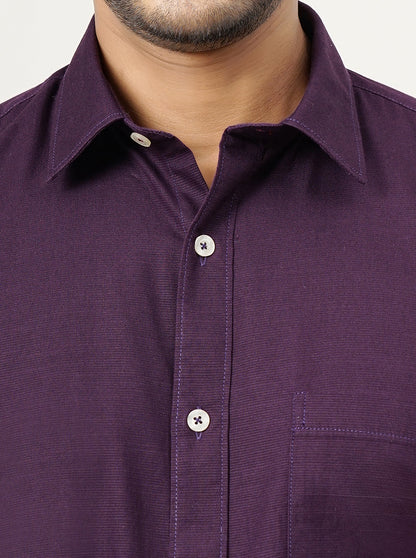 Purple Solid Tailored Fit Semi Casual Shirt | JadeBlue
