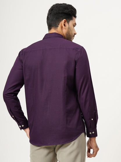 Purple Solid Tailored Fit Semi Casual Shirt | JadeBlue