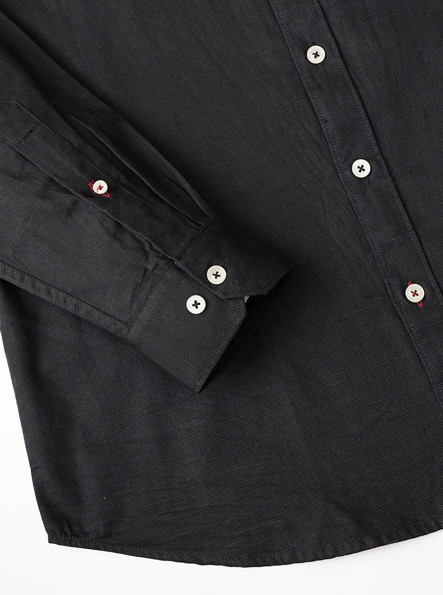 Black Solid Tailored Fit Semi Casual Shirt | JadeBlue