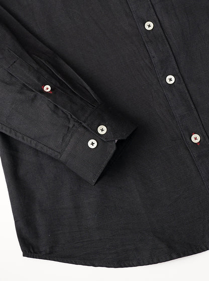 Black Solid Tailored Fit Semi Casual Shirt | JadeBlue