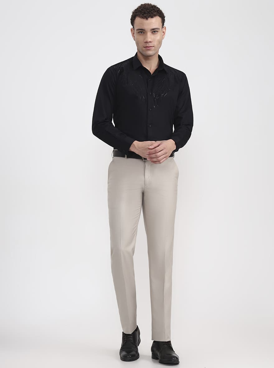 Black Printed Slim Fit Party Wear Shirt | Wyre