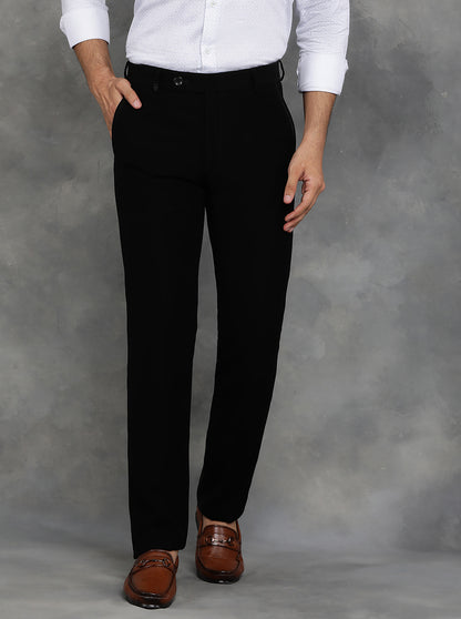 Black Solid Slim Fit Formal Trouser | JB Studio