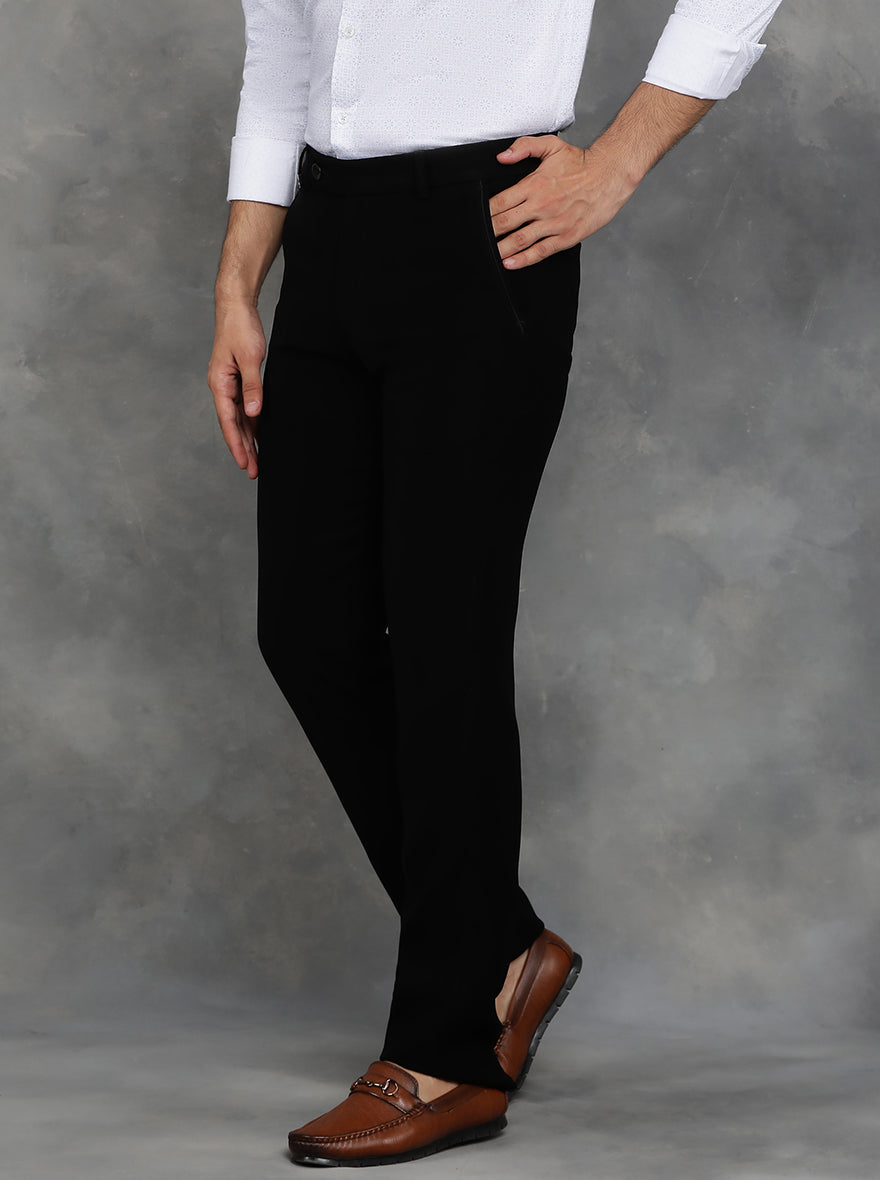 Black Solid Slim Fit Formal Trouser | JB Studio