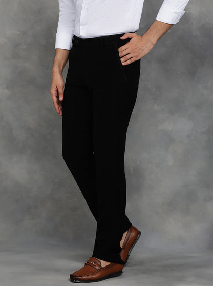 Black Solid Slim Fit Formal Trouser | JB Studio