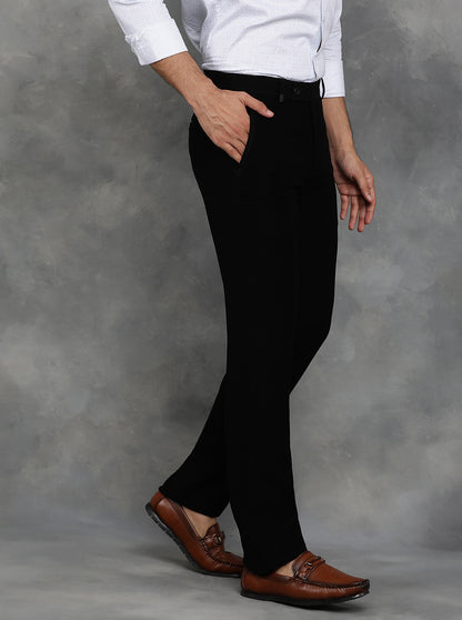Black Solid Slim Fit Formal Trouser | JB Studio