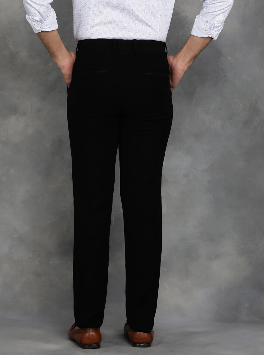 Black Solid Slim Fit Formal Trouser | JB Studio