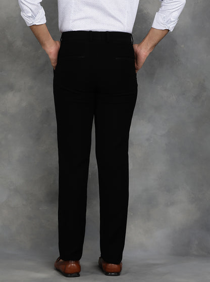 Black Solid Slim Fit Formal Trouser | JB Studio