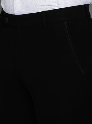 Black Solid Slim Fit Formal Trouser | JB Studio