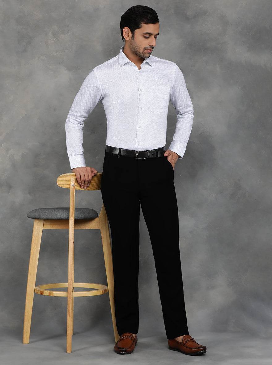 Black Solid Slim Fit Formal Trouser | JB Studio