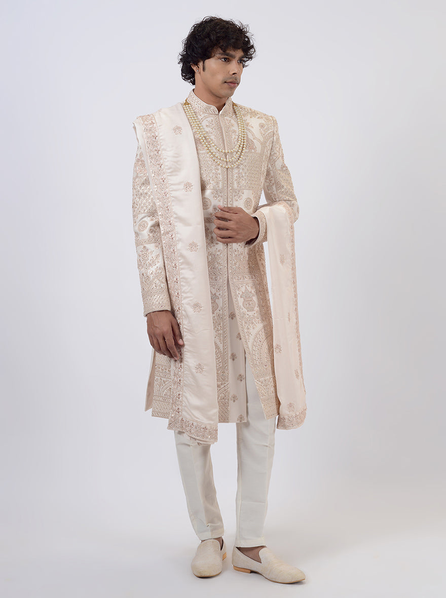 Cream Sherwani | JadeBlue