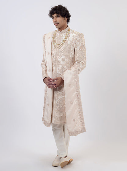Cream Sherwani | JadeBlue