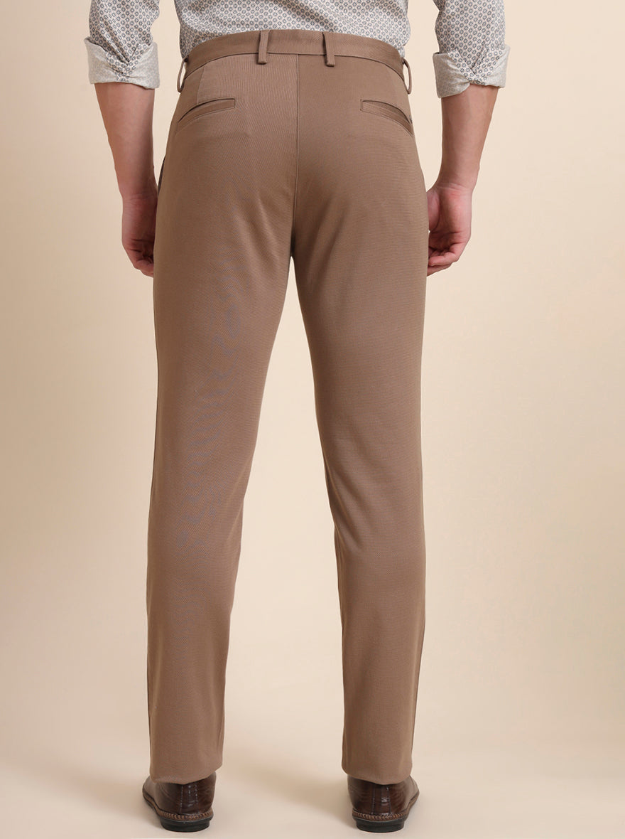 Khaki Solid Uno Fit Casual Trouser | JadeBlue