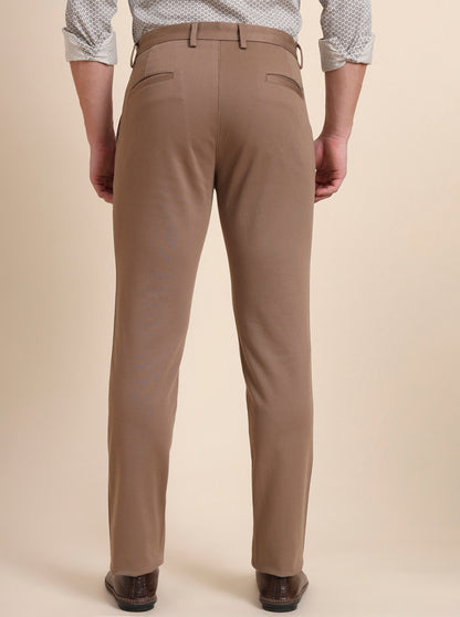 Khaki Solid Uno Fit Casual Trouser | JadeBlue