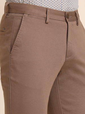 Khaki Solid Uno Fit Casual Trouser | JadeBlue