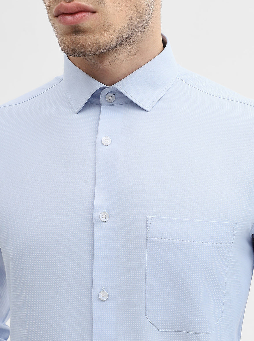 Blue Solid Slim Fit Formal Shirt | Greenfibre