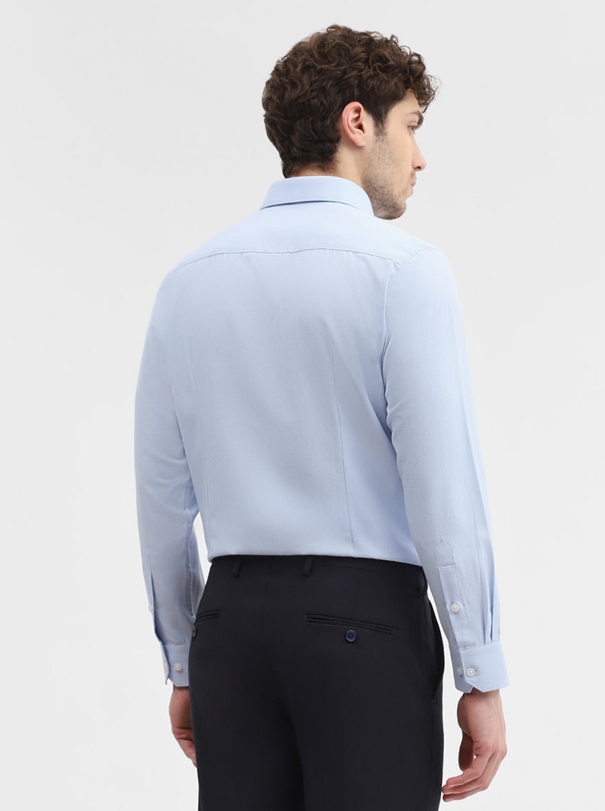 Blue Solid Slim Fit Formal Shirt | Greenfibre