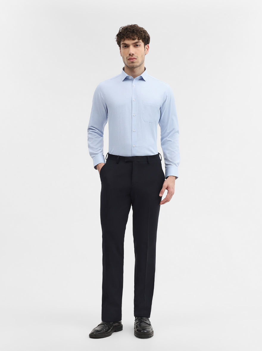 Blue Solid Slim Fit Formal Shirt | Greenfibre