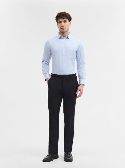 Blue Solid Slim Fit Formal Shirt | Greenfibre