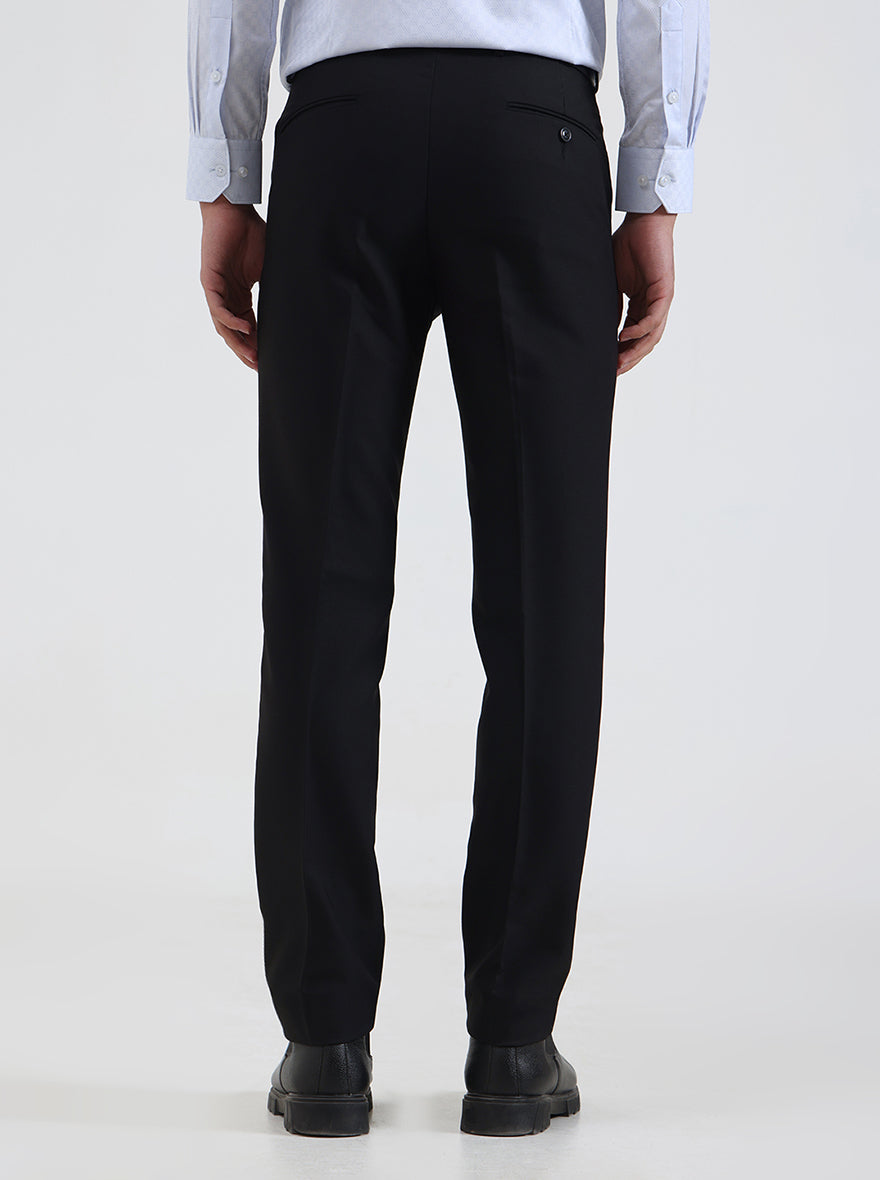 Black Solid Slim Fit Formal Trouser | Metal