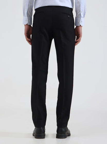 Black Solid Slim Fit Formal Trouser | Metal