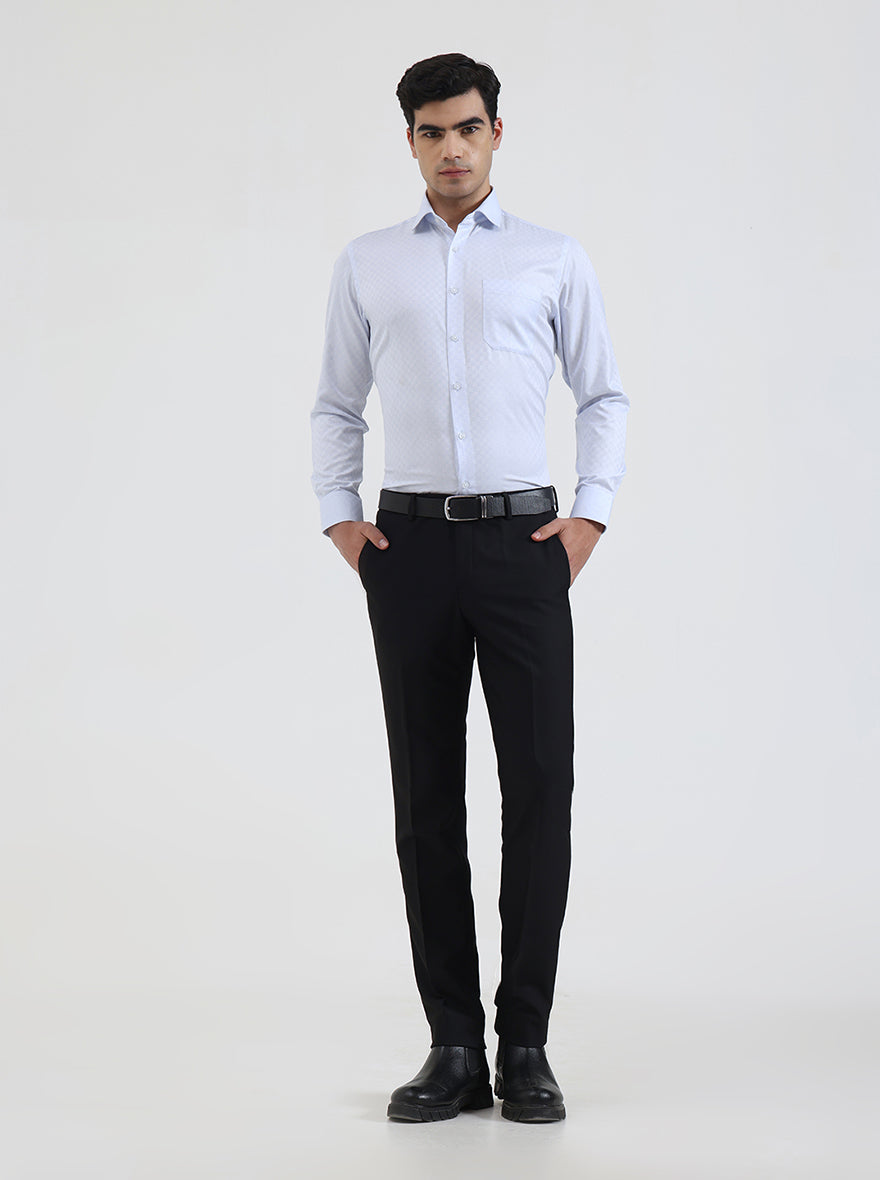 Black Solid Slim Fit Formal Trouser | Metal