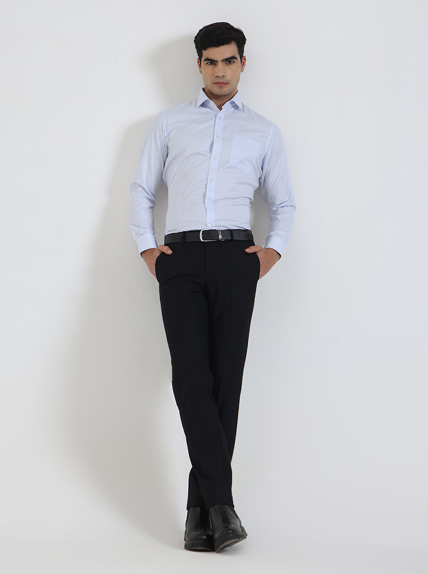 Black Solid Slim Fit Formal Trouser | Metal