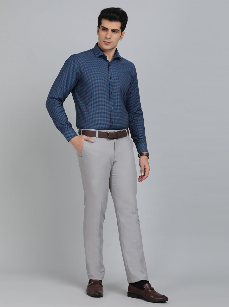 Blue Checked Slim Fit Formal Shirt | Greenfibre