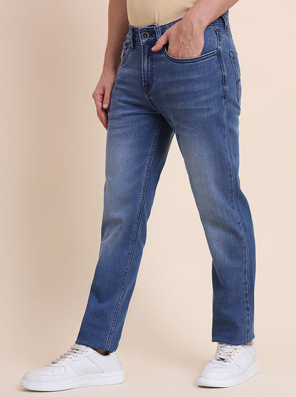 Mid Blue Indigo Washed Straight Fit Jeans | JadeBlue
