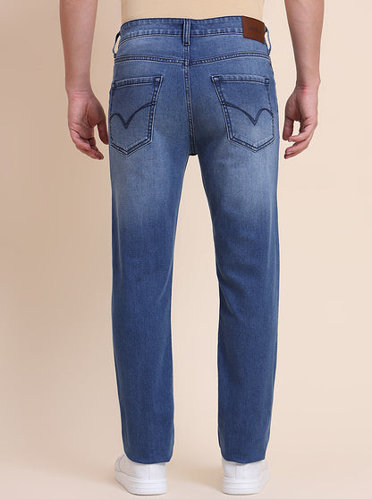 Mid Blue Indigo Washed Straight Fit Jeans | JadeBlue
