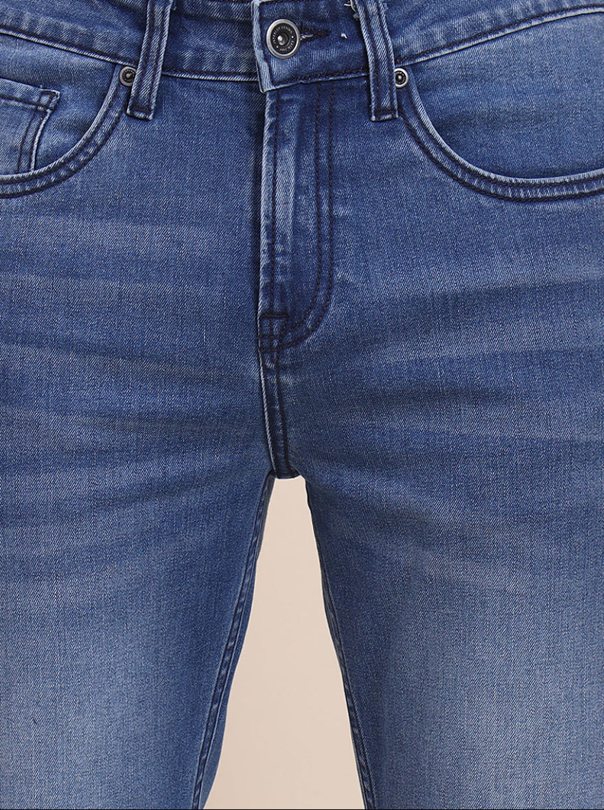 Mid Blue Indigo Washed Straight Fit Jeans | JadeBlue