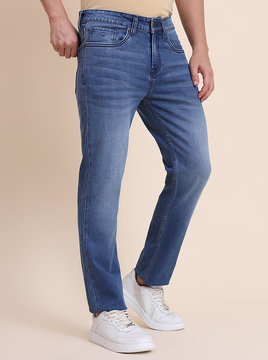 Mid Blue Indigo Washed Straight Fit Jeans | JadeBlue