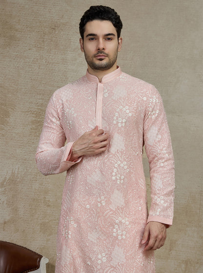Pink Embroidered Kurta Pajama | Virasana