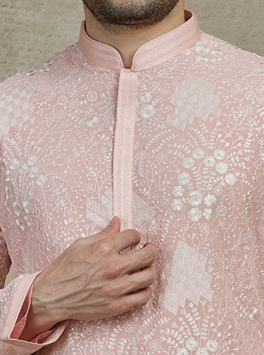 Pink Embroidered Kurta Pajama | Virasana