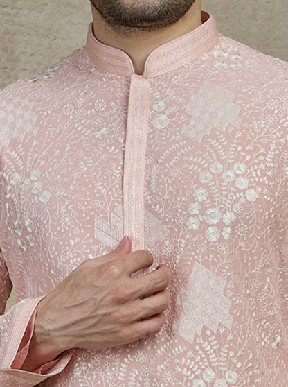 Pink Embroidered Kurta Pajama | Virasana